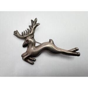 Vintage 1940s Fred Davis Mexico City Modernist Sterling Silver Reindeer Brooch